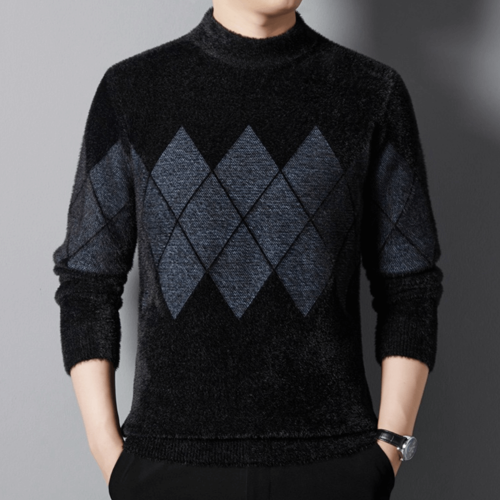 Edward Marchbanks | Argyle Mock Neck Sweater For Men