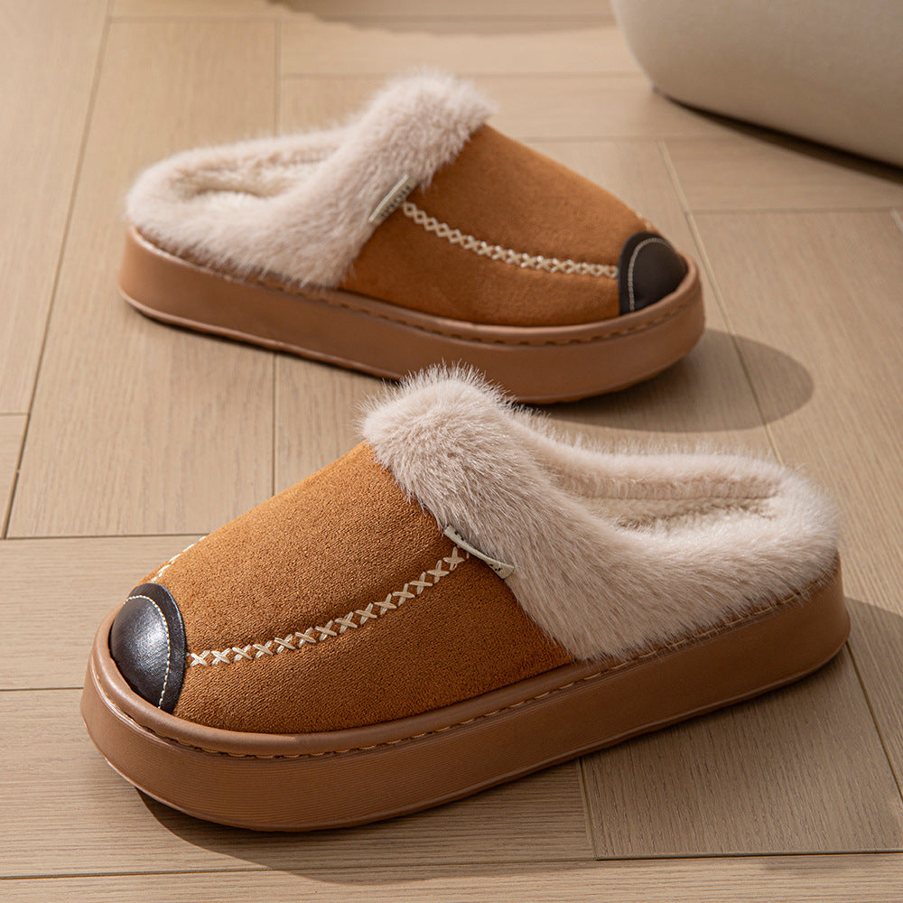 Imogen Sherwood | Thick-Soled Faux Fur Trim Slippers