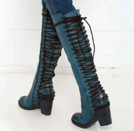 Isolde Chamberlain | Lace-Up Over-the-Knee Chunky Heel Boots
