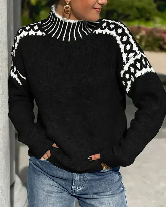 Poppy Ashcroft | Cozy Patterned Turtleneck Sweater