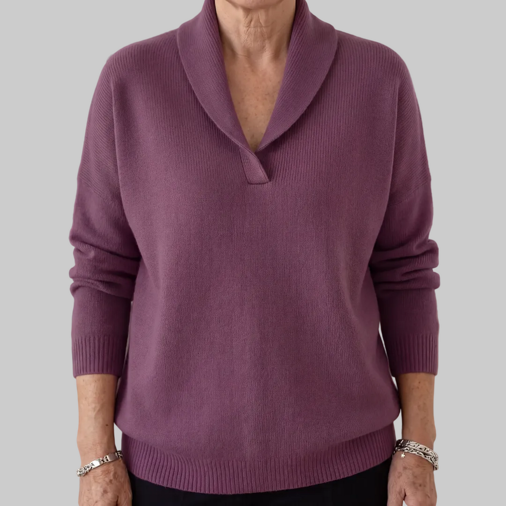Relaxed Fit Shawl Collar Knit Jumper