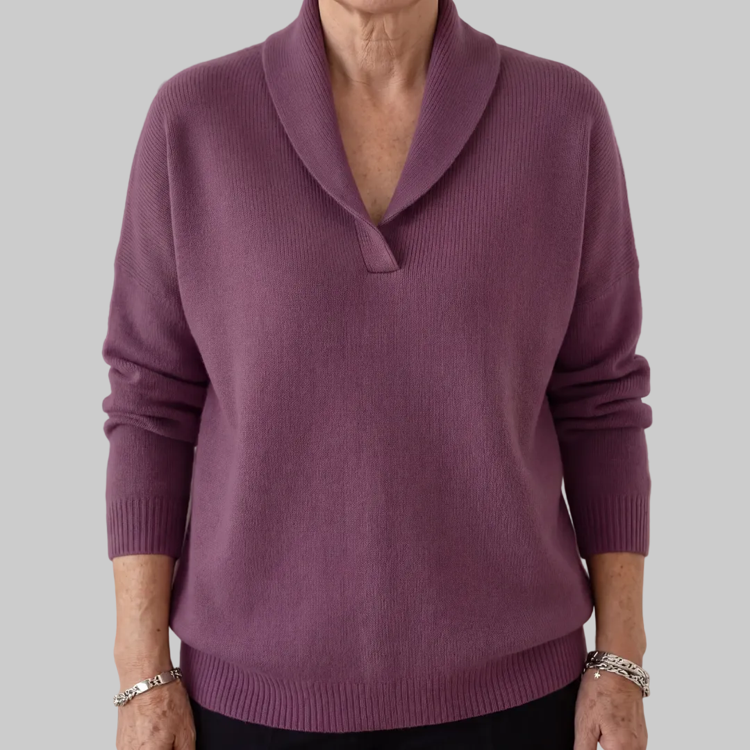 Relaxed Fit Shawl Collar Knit Jumper