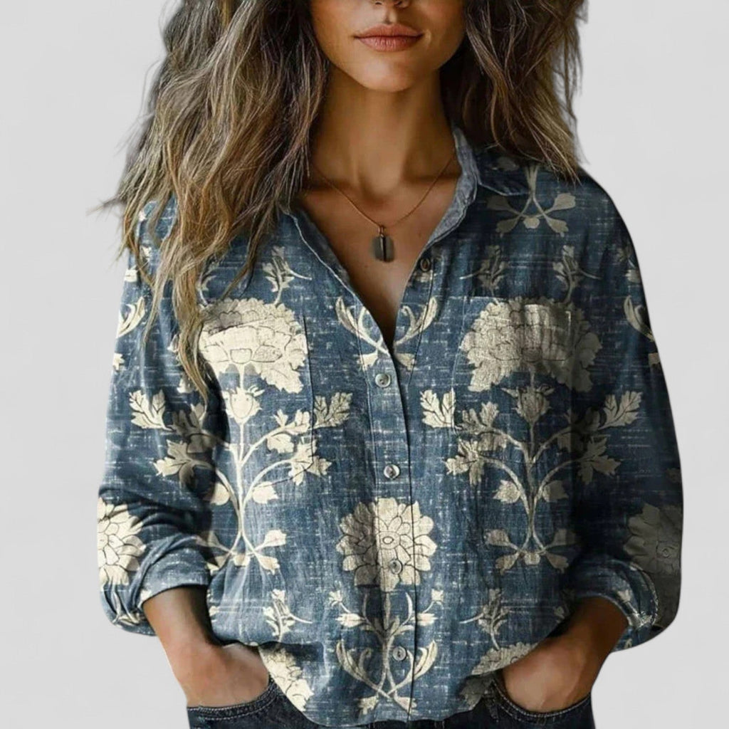 Constance Marlowe | Colour-Block Floral Patchwork Blouse