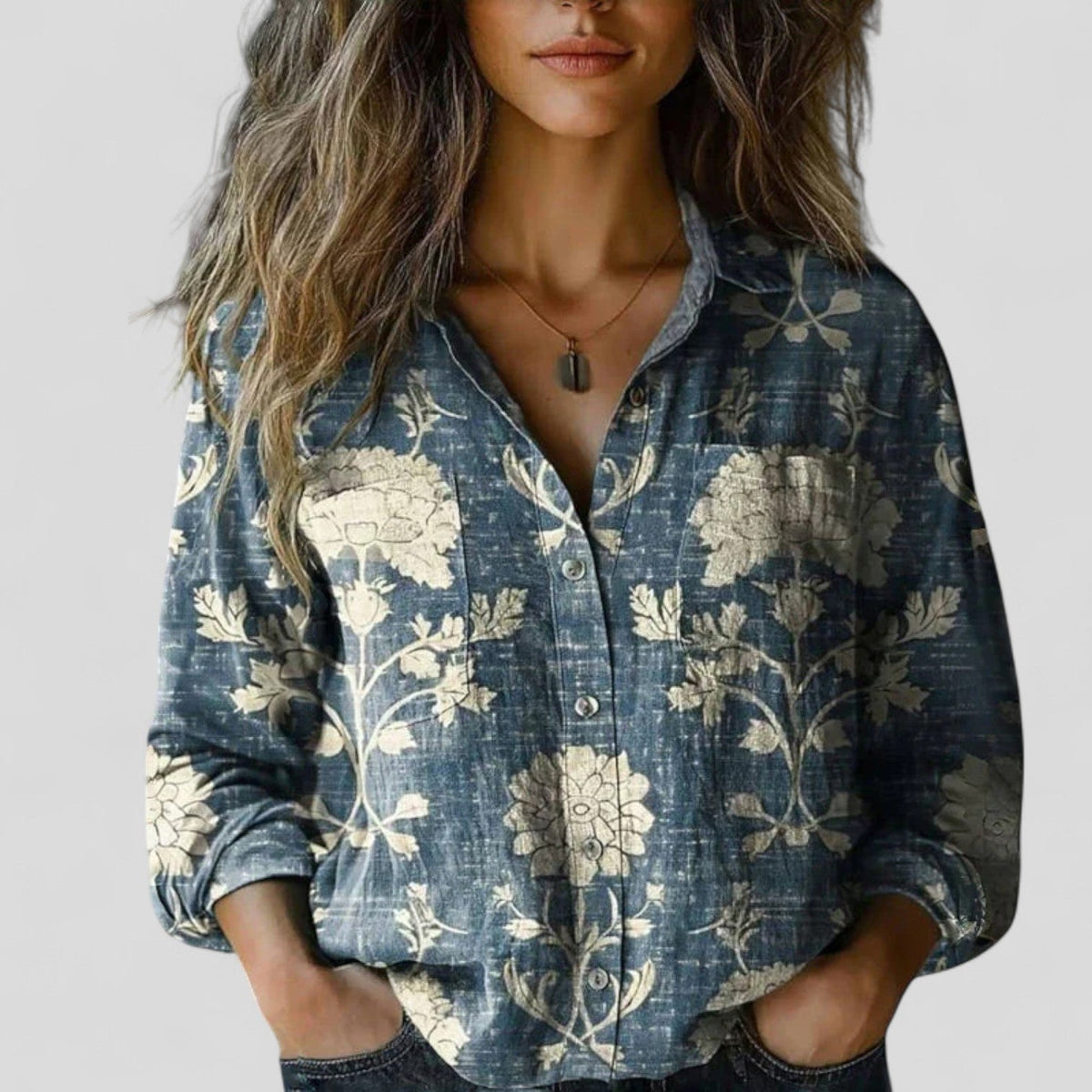 Constance Marlowe | Colour-Block Floral Patchwork Blouse