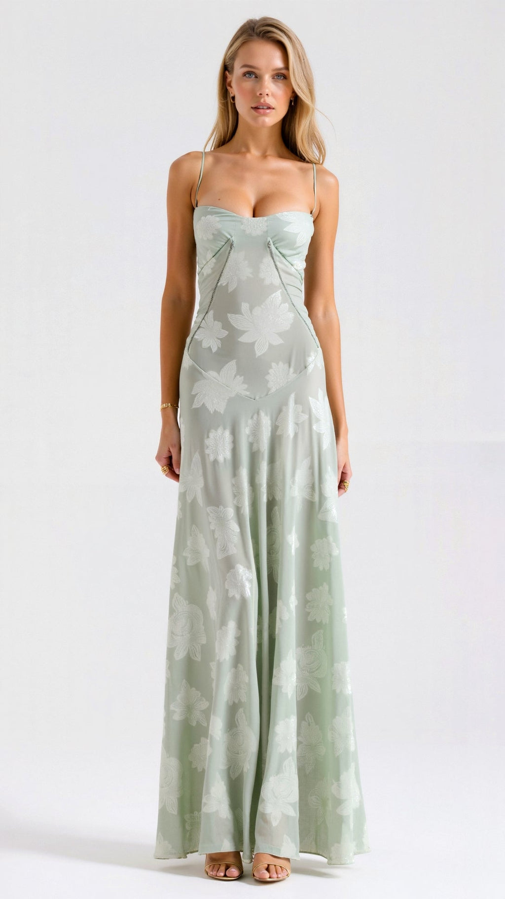Daphne Kingsley | White Floral Jacquard Maxi Dress