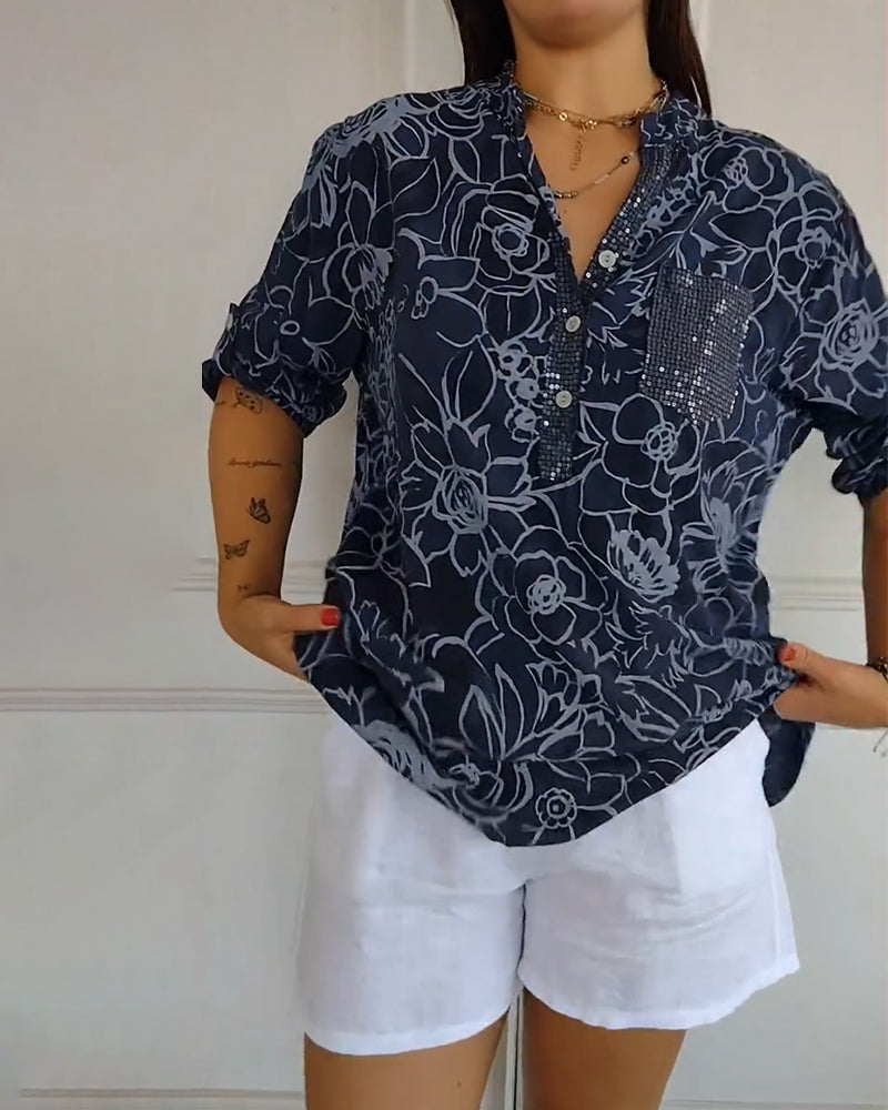 Imogen Sutcliffe | Floral Print Blouse With Roll-Up Sleeves