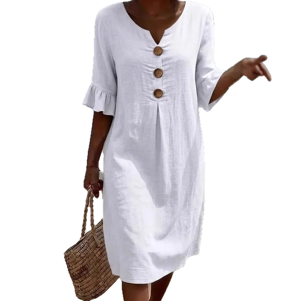 Amelia Whitmore | Casual Button Midi Dress For Women