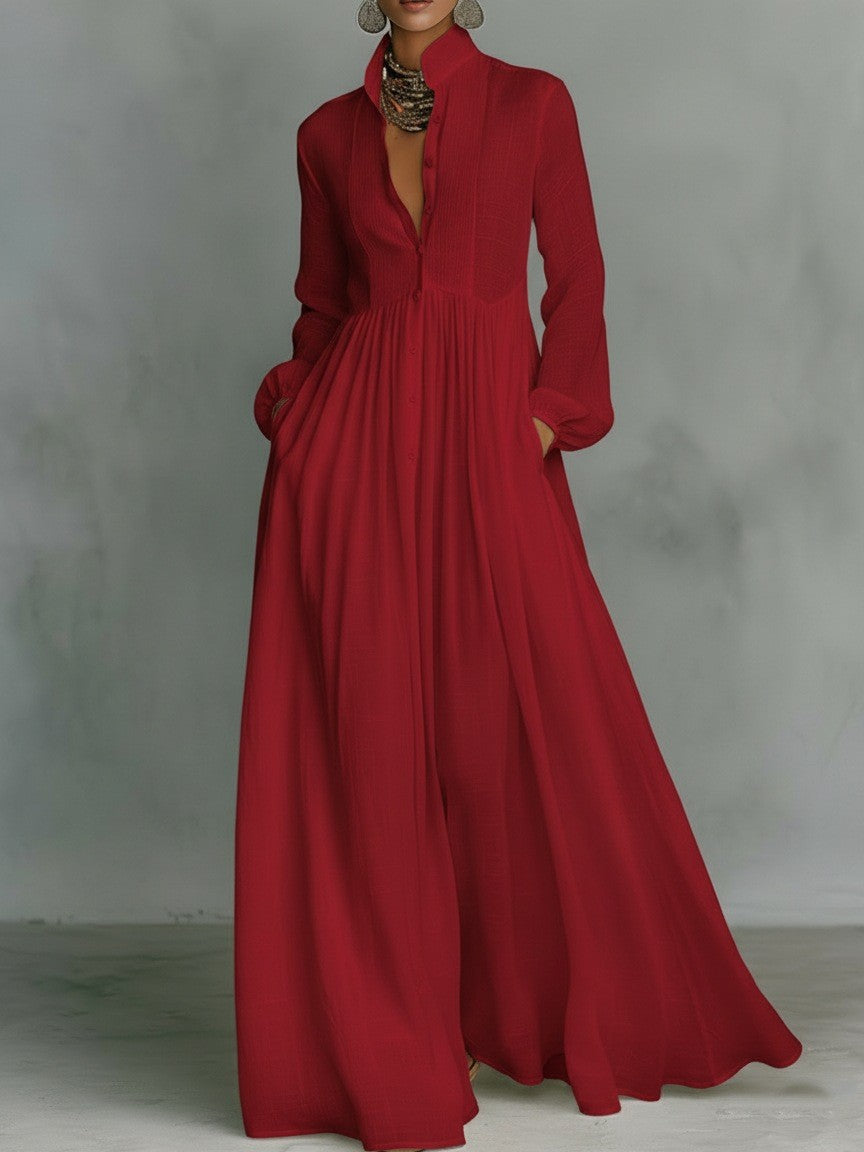 Freya Ellingham | Linen Maxi Dress With Pintuck Bib