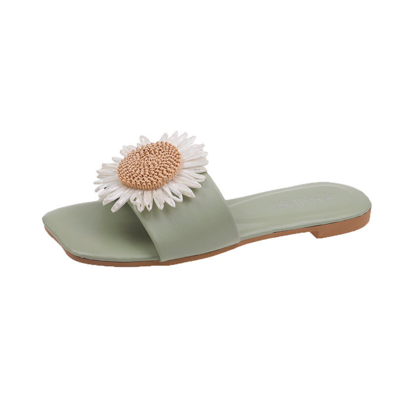 Marina Fletcher | Cream Flat Slide Sandals For Women