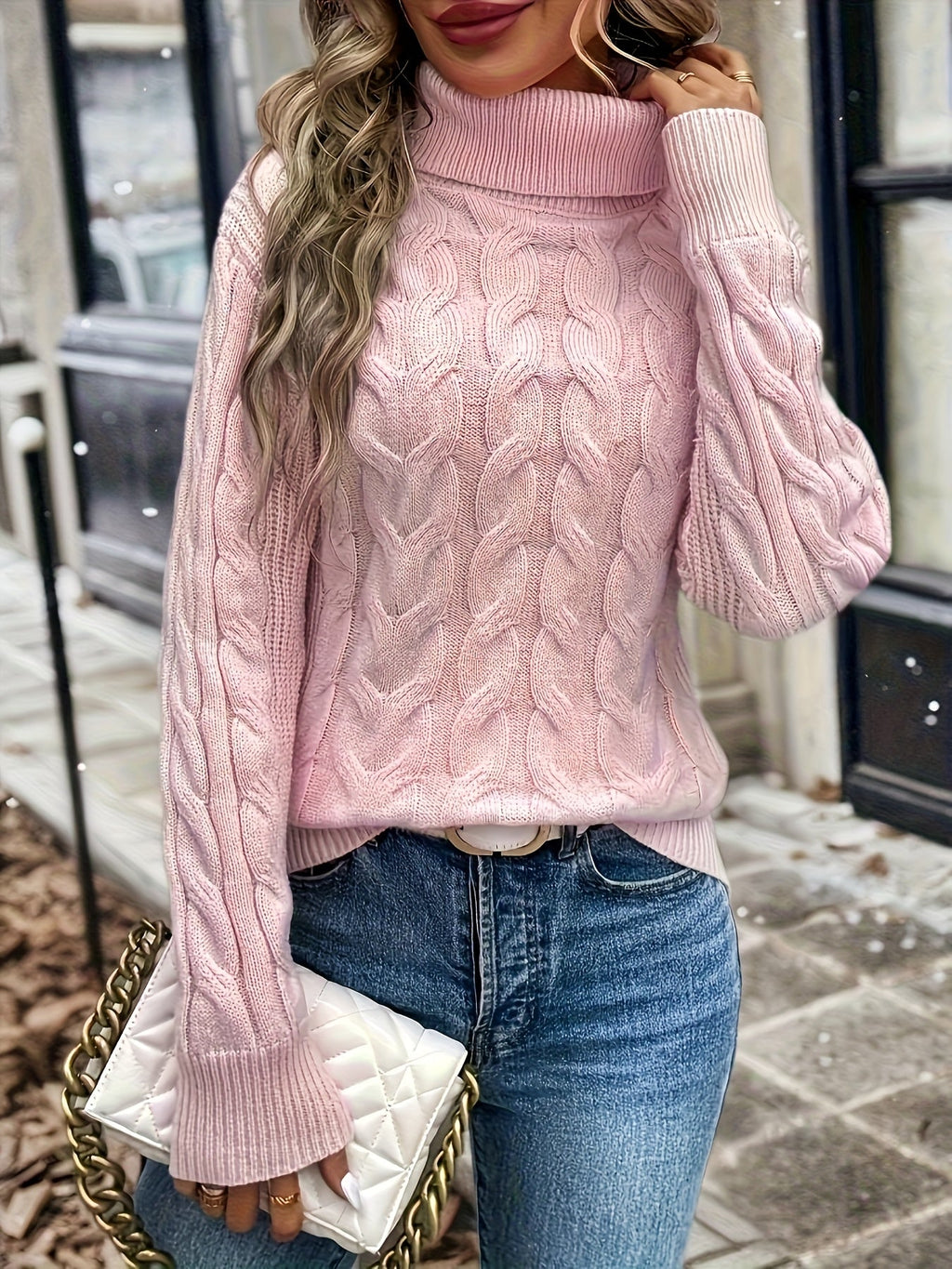 Kirsty Whitmore | Cozy Cable-Knit Turtleneck Sweater