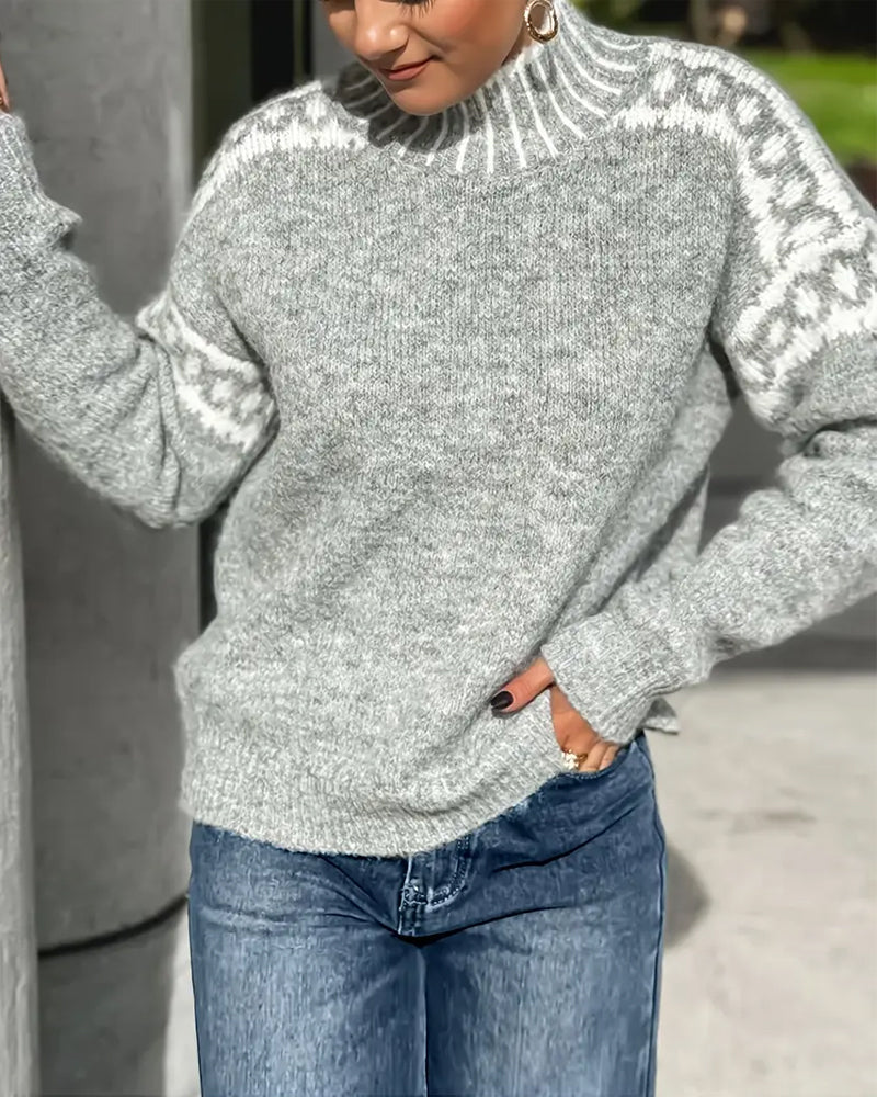 Poppy Ashcroft | Cozy Patterned Turtleneck Sweater