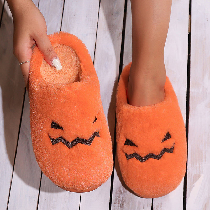 Pumpkin Grin | Pumpkin Halloween Slippers For Women