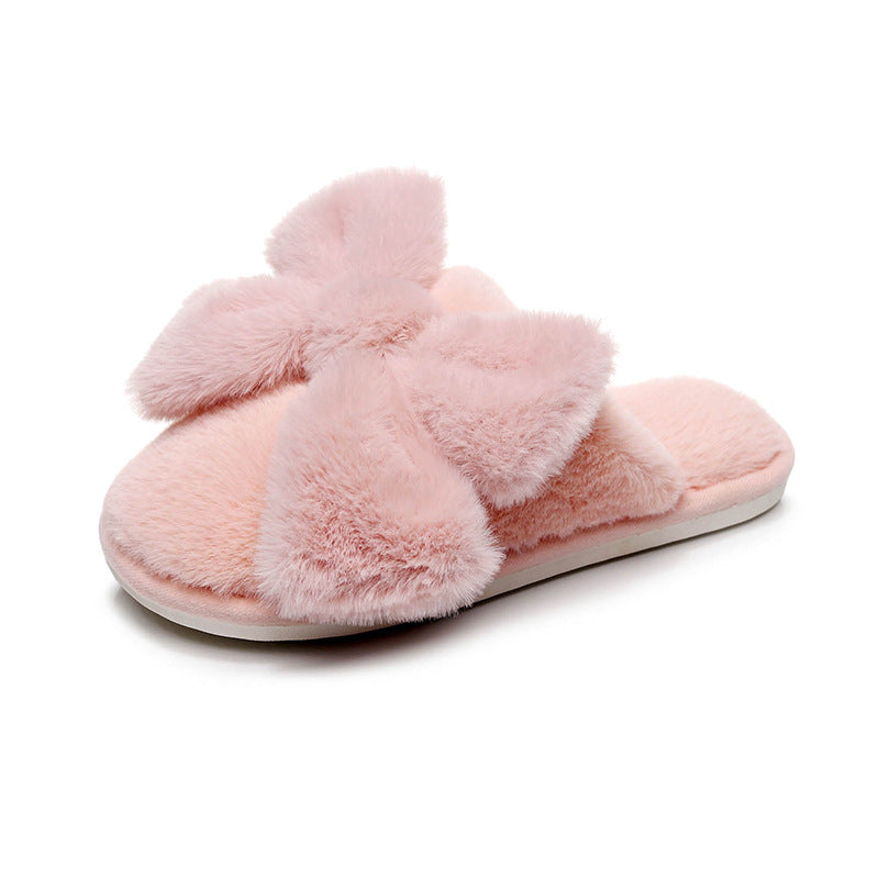 Phoebe Kingston | Faux Fur Bow Slippers