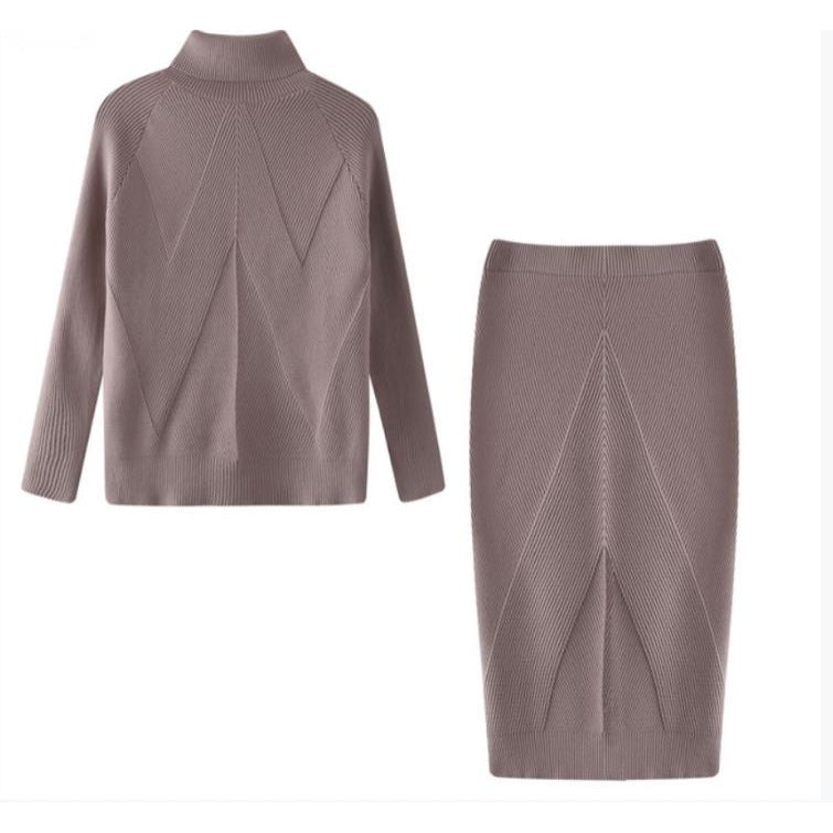 Edith Clarke | Turtleneck Knit Sweater & Midi Skirt Set