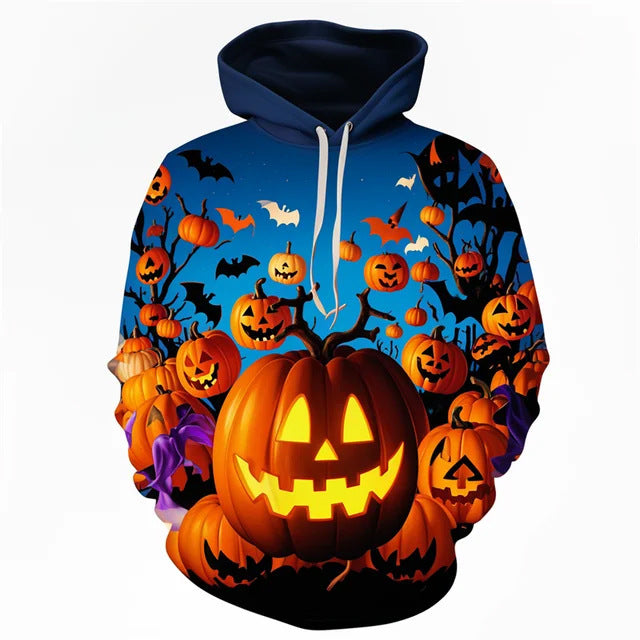 Malcolm Ferris | Glow-Print Pumpkin Hoodie For Men