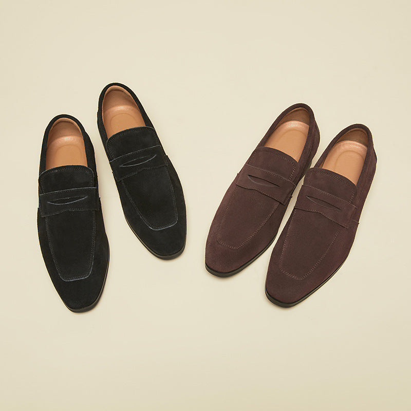 Percy Aldridge | Black Suede Penny Loafers