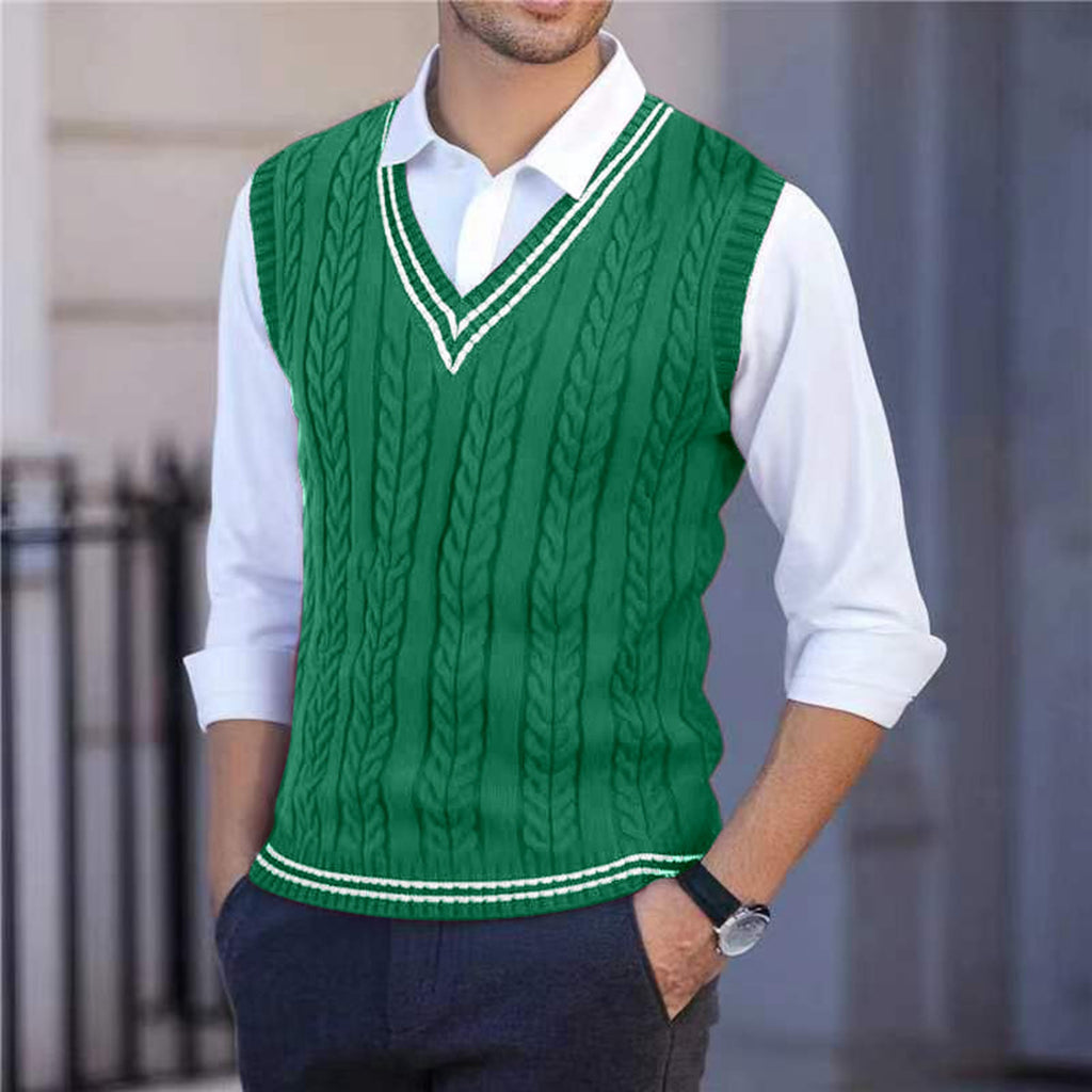 Theodore Sherbourne | V-Neck Cabled Knit Sweater Vest