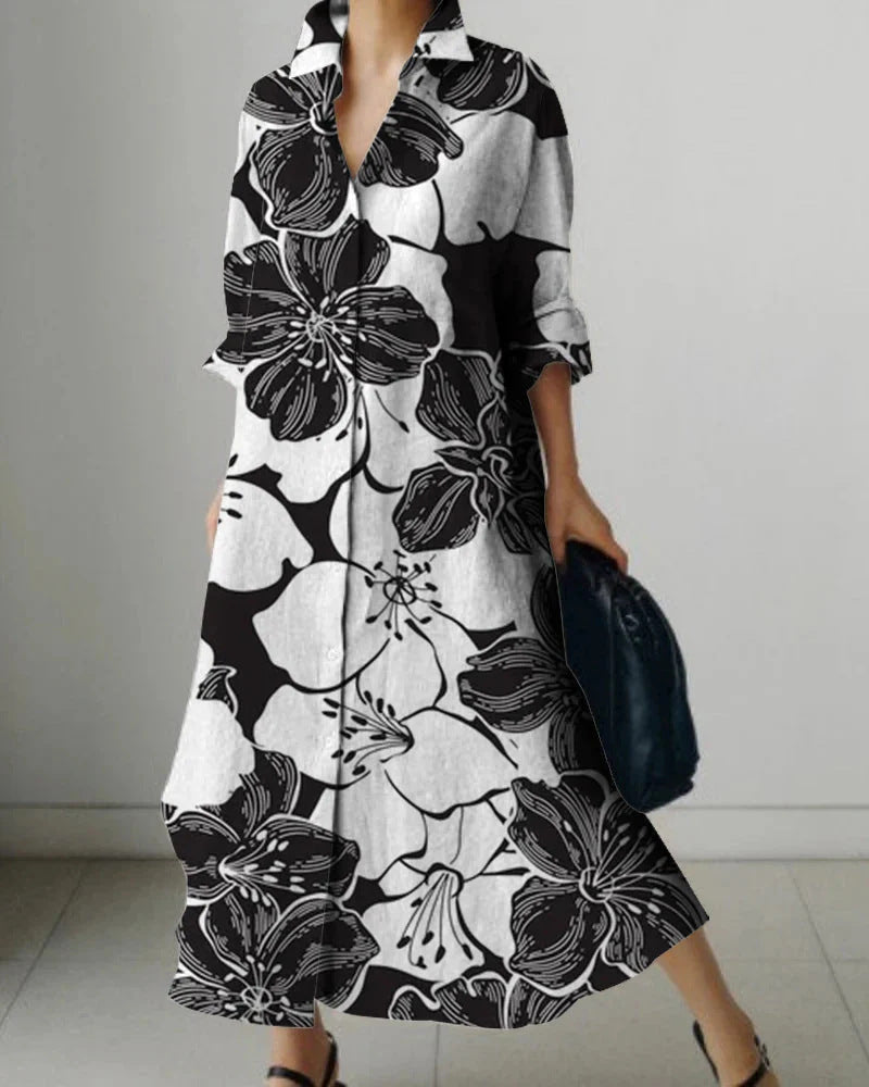 Millicent Sheridan | Floral Print Midi Shirt Dress