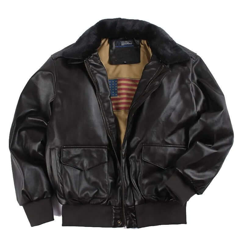 Arthur Winslow | Brown Leather Jacket with Shearling Collar