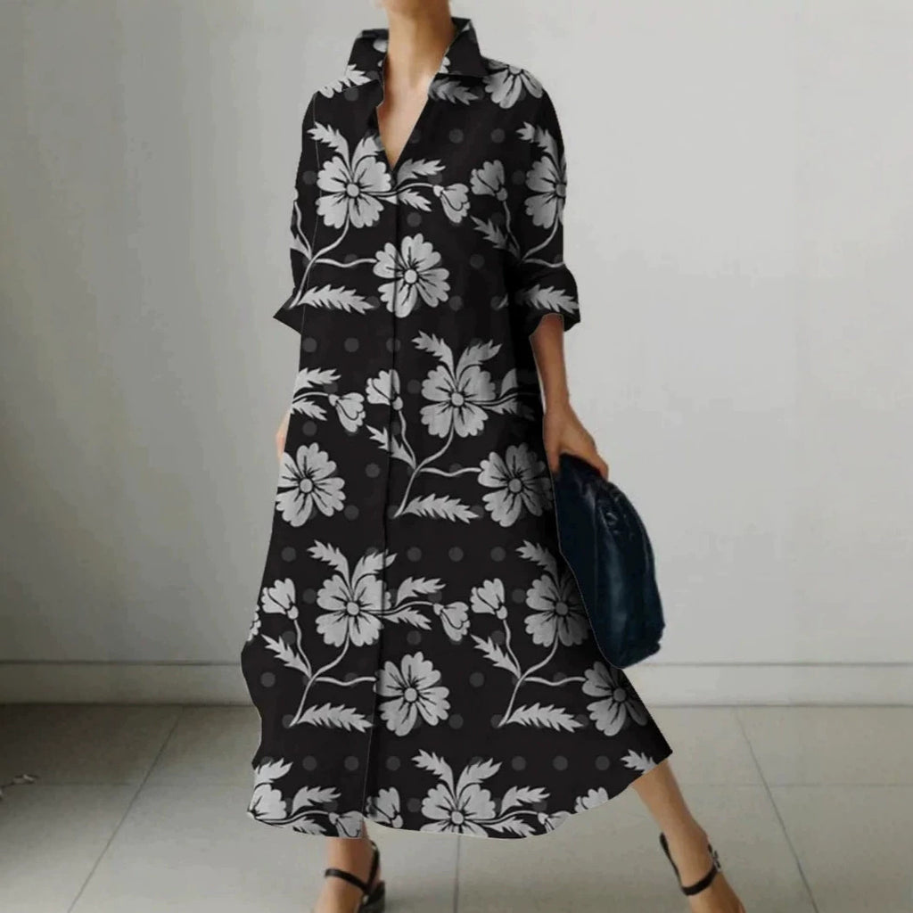Millicent Sheridan | Floral Print Midi Shirt Dress