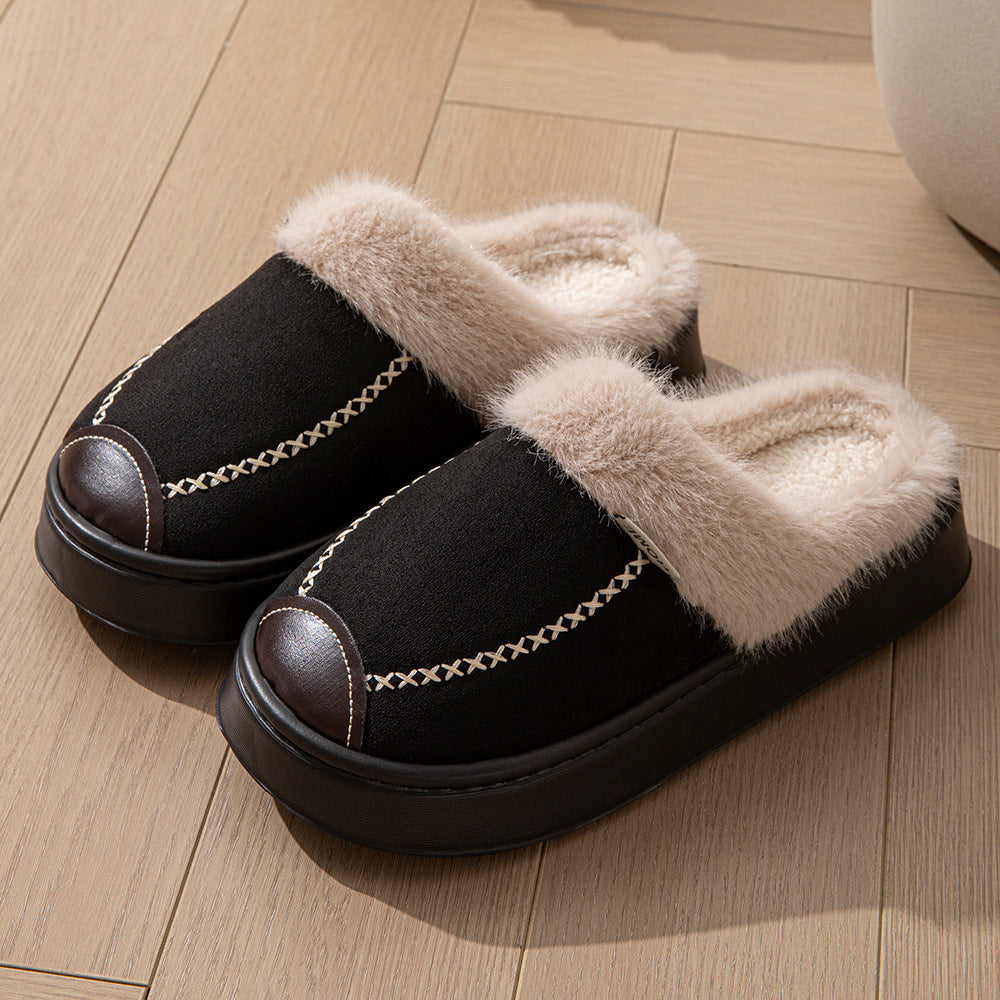 Imogen Sherwood | Thick-Soled Faux Fur Trim Slippers