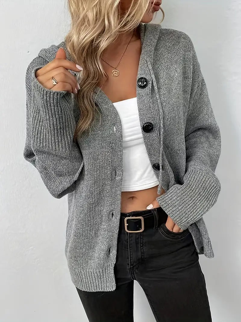 Rowena Ashfield | Hooded Single-Breasted Knit Cardigan