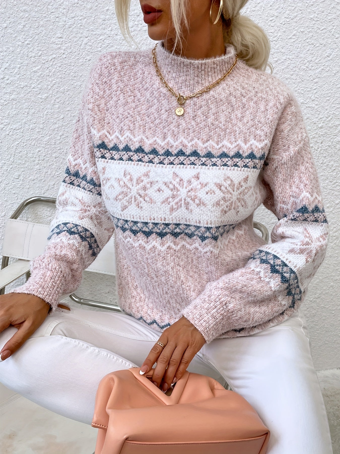 Cressida Ainsworth | Cozy Snowflake Mock-Neck Sweater