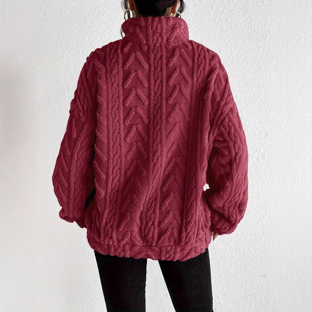 Cordelia Blackwood | Cable-Knit Fleece Half-Zip Pullover