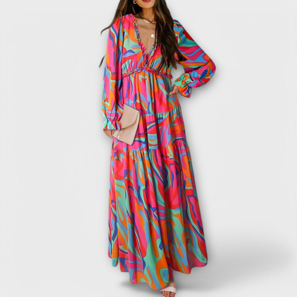Lucia Bennett | Floral Maxi Dress With Tiered Skirt