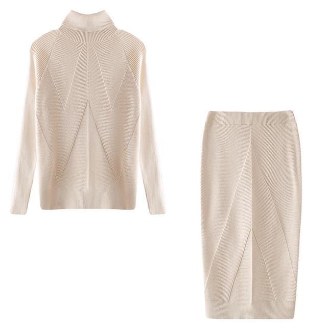 Edith Clarke | Turtleneck Knit Sweater & Midi Skirt Set