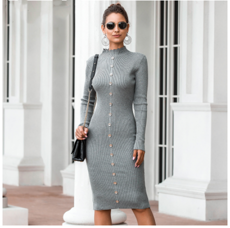 Harriet Wexford | Ribbed Knit Button-Front Midi Dress