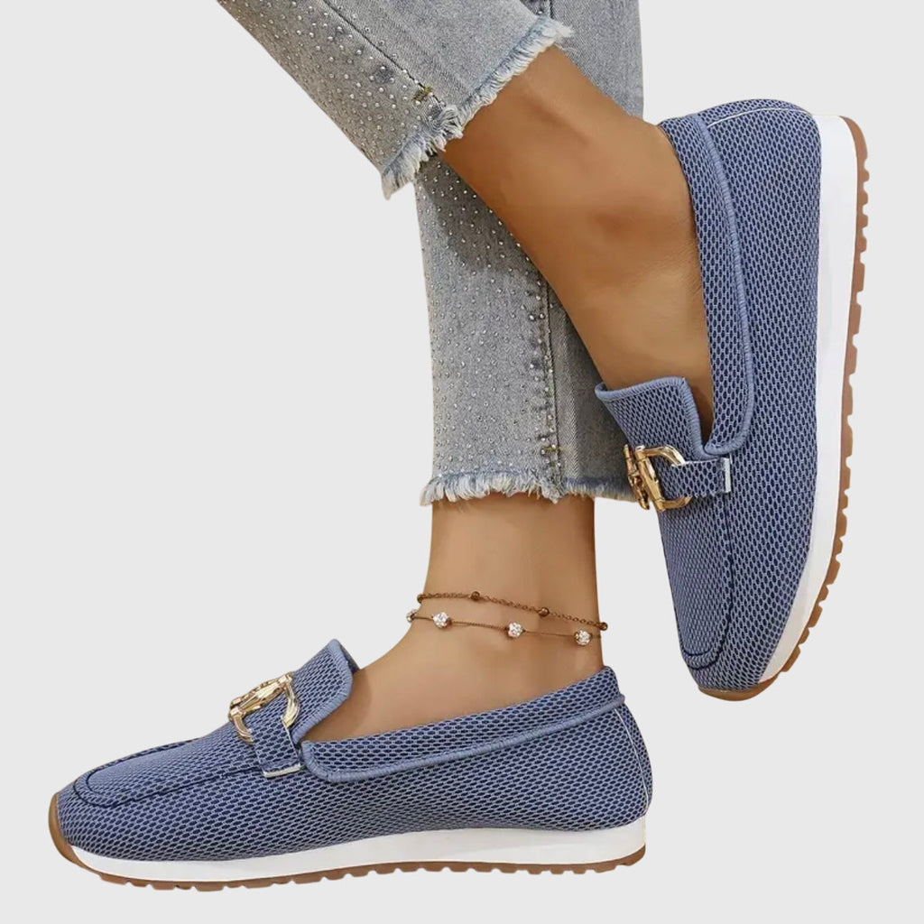 Poppy Merrick | Knit Horsebit Loafers with Gold Hardware