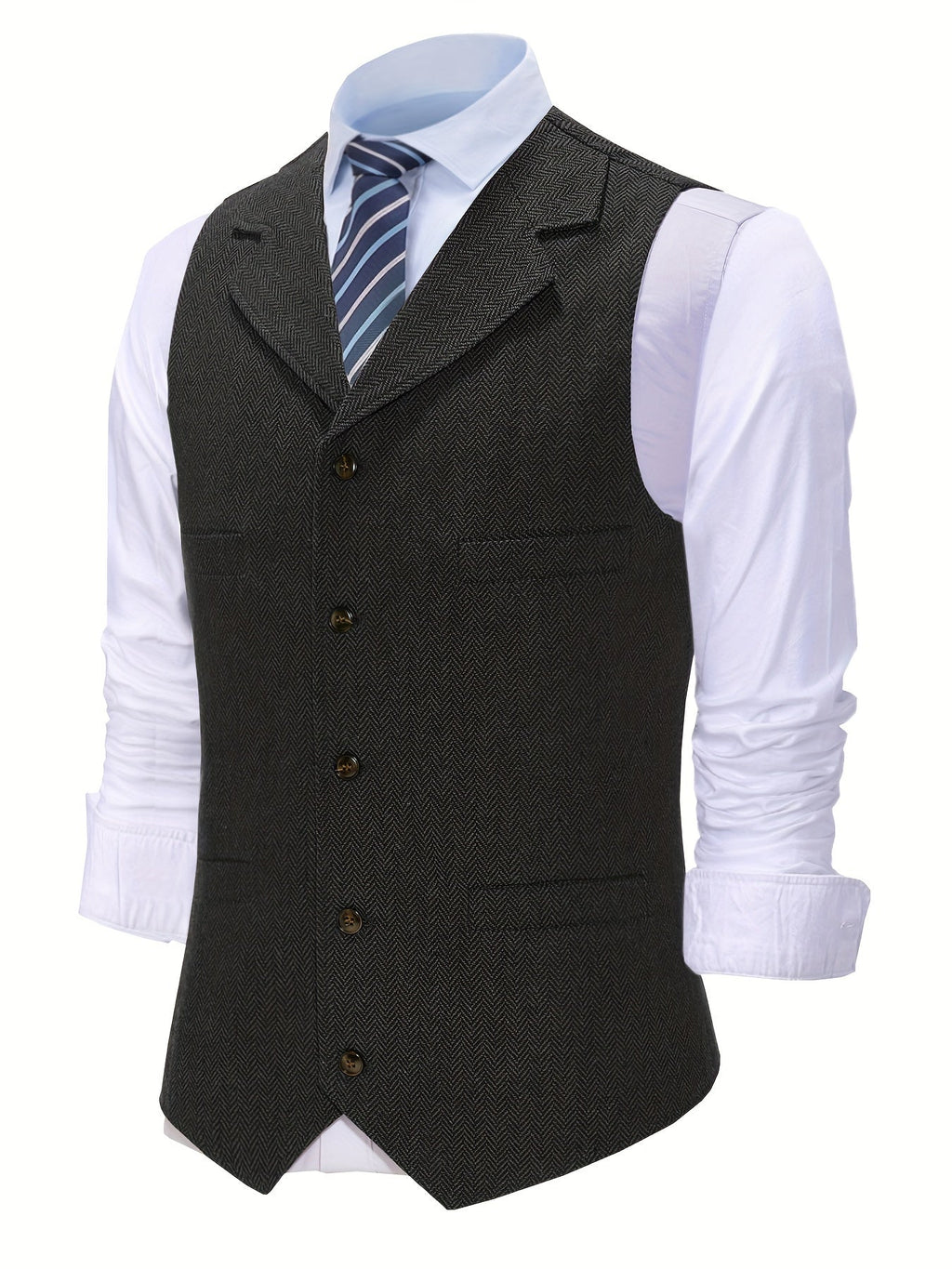 Tobias Sterling | Herringbone Wool Waistcoat for Men