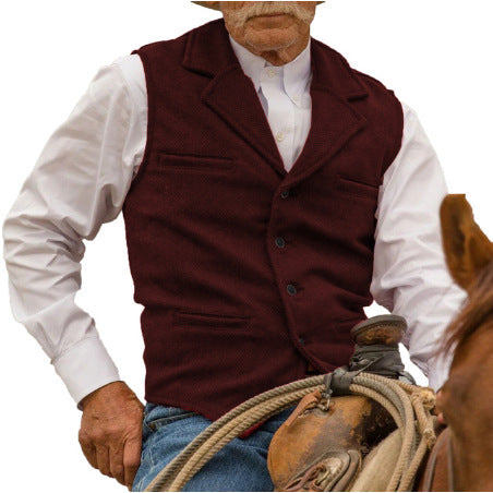 Percy Holloway | Herringbone Wool Slim-Fit Vest for Men