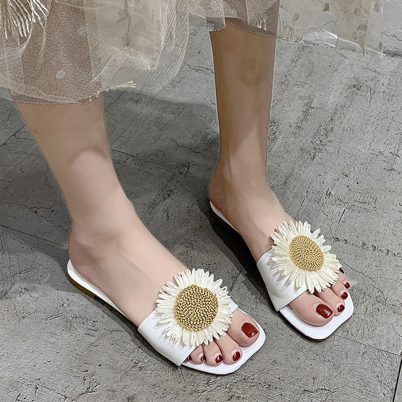 Marina Fletcher | Cream Flat Slide Sandals For Women
