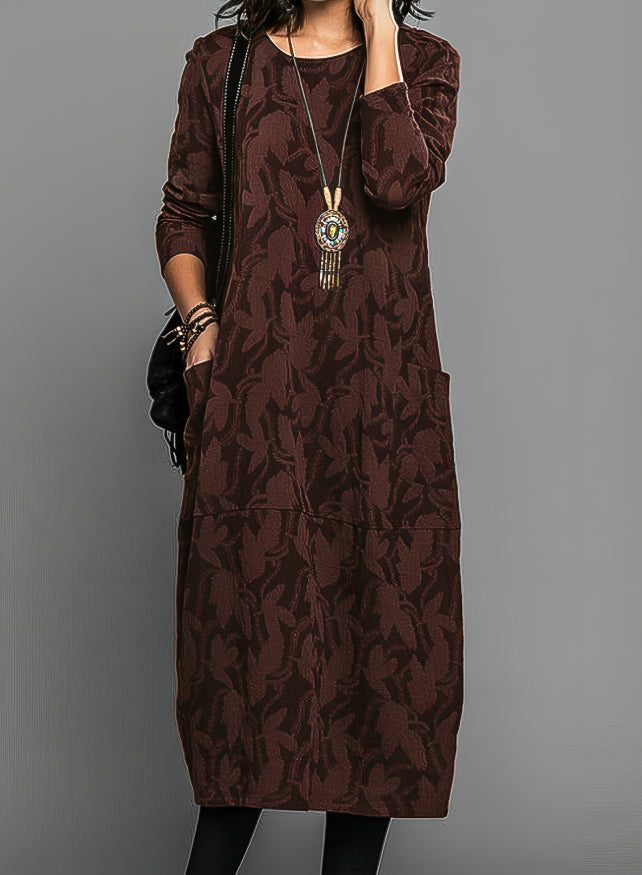 Cressida Marlowe | Leaf Print Midi Dress With Pockets