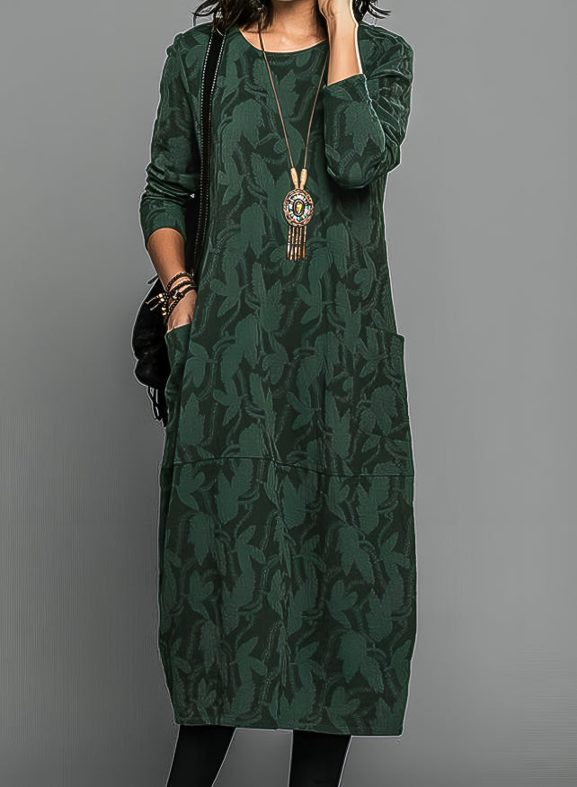 Cressida Marlowe | Leaf Print Midi Dress With Pockets