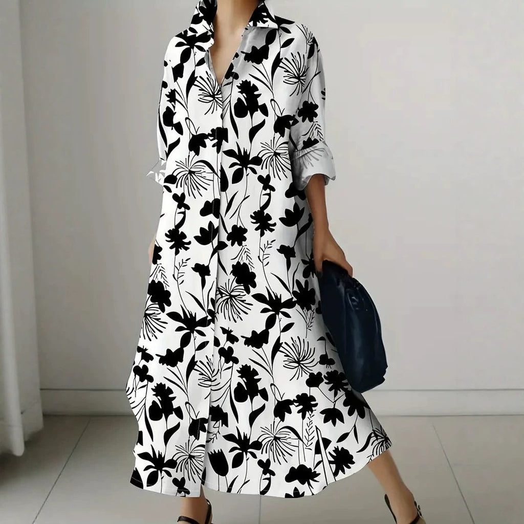 Millicent Sheridan | Floral Print Midi Shirt Dress