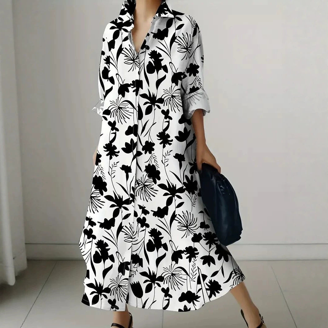 Millicent Sheridan | Floral Print Midi Shirt Dress