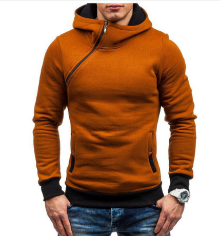 Jasper Denholm | Oblique Zip Hoodie in Burnt Orange