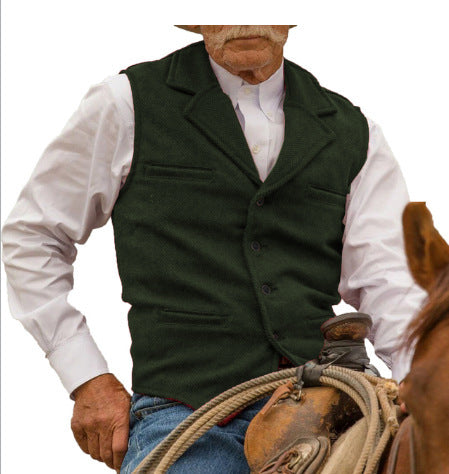 Percy Holloway | Herringbone Wool Slim-Fit Vest for Men