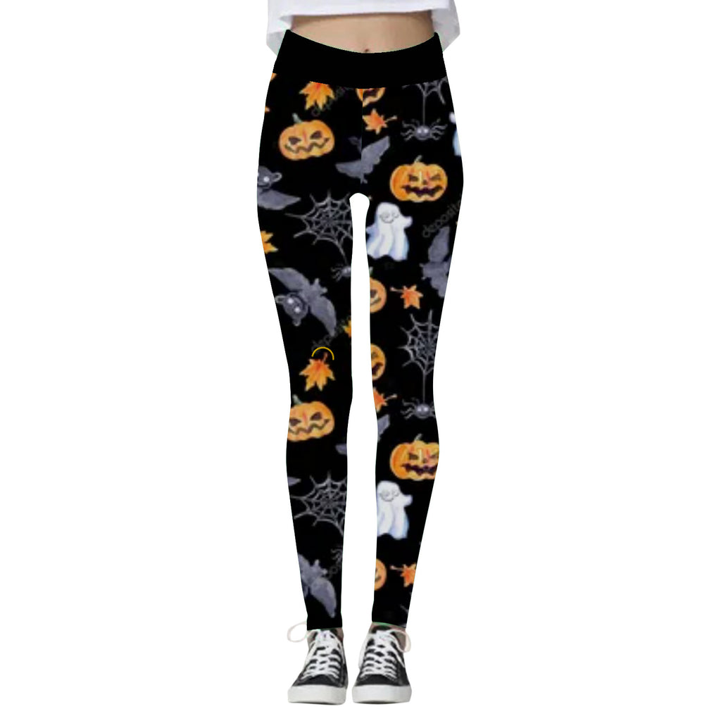Clara Whitlock | Skull & Pumpkin Print Halloween Leggings