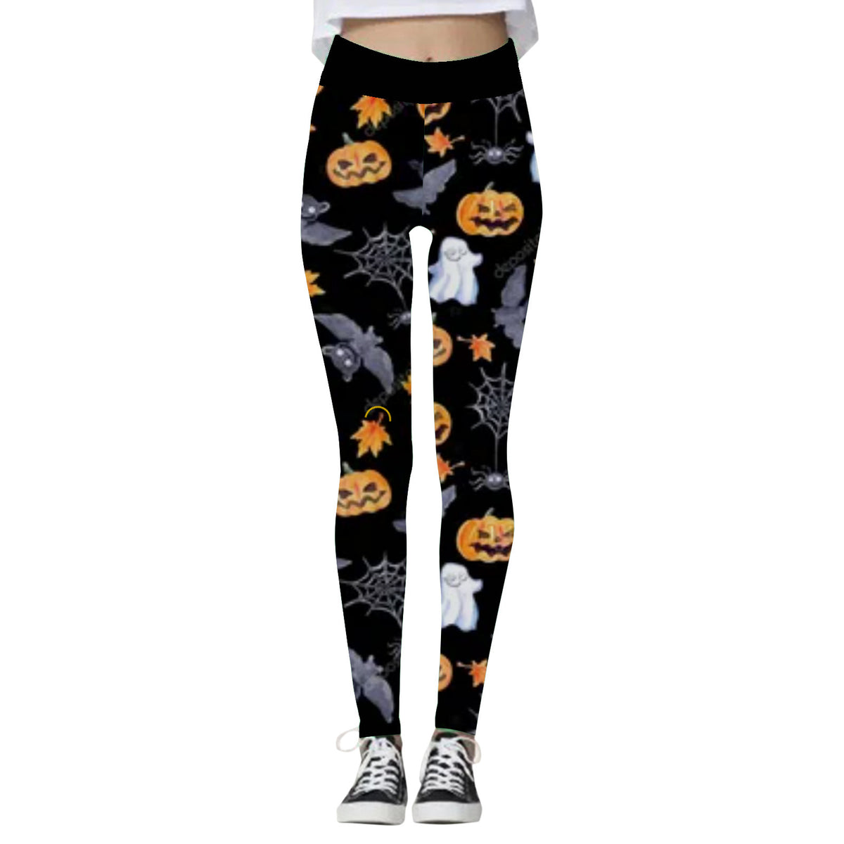 Clara Whitlock | Skull & Pumpkin Print Halloween Leggings