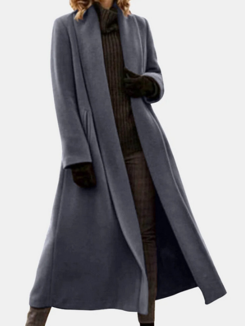 Isla Morris | Long Line Wool-Blend Coat with Lapel Collar
