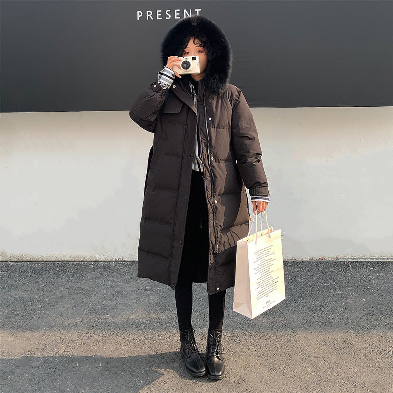 Marina Fletchley | Long Fur-Trim Hooded Puffer Jacket