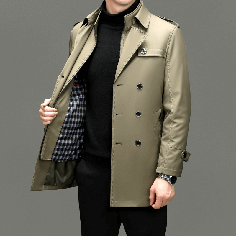 Miles Kingsley | Navy Double-Breasted Trench Coat