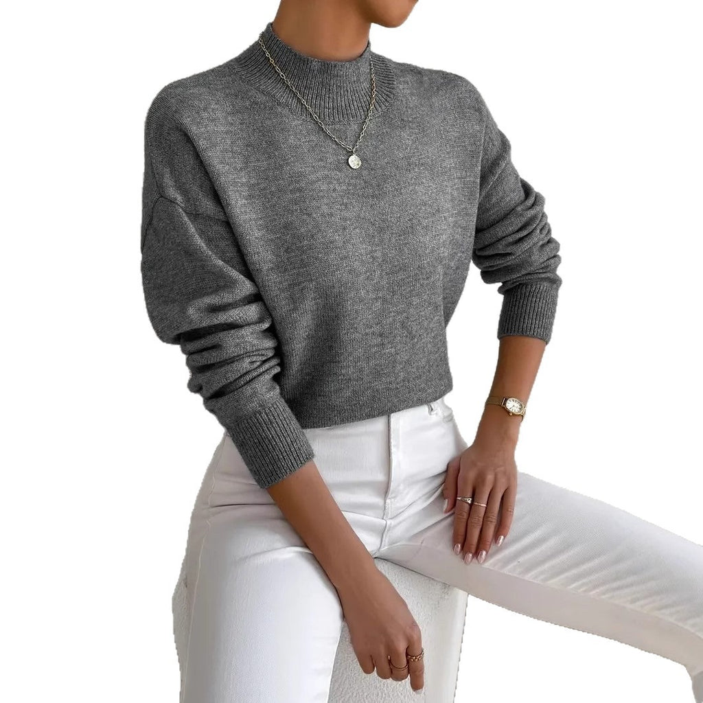Rosalind Carver | White Mock Neck Knit Pullover Sweater