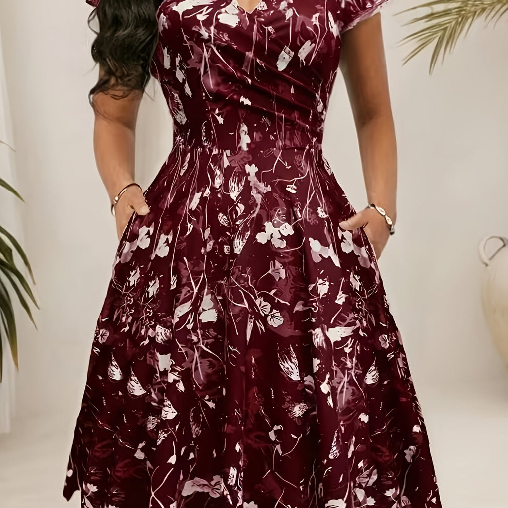 Harriet Blackwood | Floral A-Line Midi Dress With Pockets