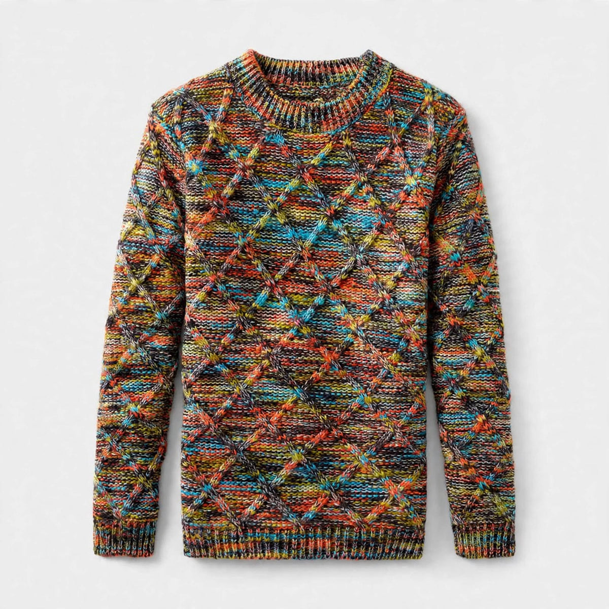 Desmond Kingsley | Multicolour Diamond-Pattern Crew Neck Sweater