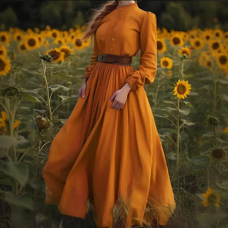 Beatrice Langtree | Rust Belted Maxi Dress